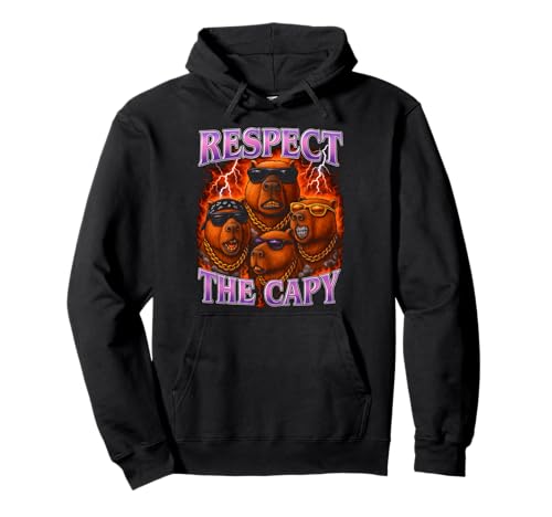 Capybara Lustiges T-Shirt für Jungen und Y2K Men Respect The Capy Pullover Hoodie Capybara Lustiges T-Shirt für Jungen und Y2K Men Respect The Capy Pullover Hoodie von Capybara Nation
