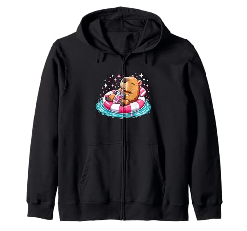 Niedliche Capybara On Pool Float Drinking Bubble Tea Lover Girls Kapuzenjacke Niedliche Capybara On Pool Float Drinking Bubble Tea Lover Girls Kapuzenjacke von Capybara On Pool Float Drinking Bubble Tea