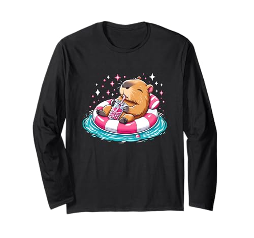 Niedliche Capybara On Pool Float Drinking Bubble Tea Lover Girls Langarmshirt Niedliche Capybara On Pool Float Drinking Bubble Tea Lover Girls Langarmshirt von Capybara On Pool Float Drinking Bubble Tea