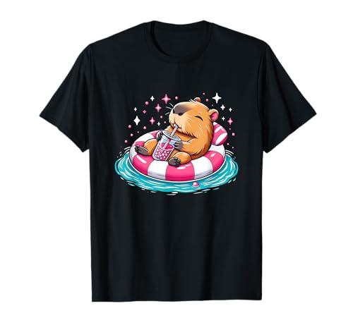 Niedliche Capybara On Pool Float Drinking Bubble Tea Lover Girls T-Shirt Niedliche Capybara On Pool Float Drinking Bubble Tea Lover Girls T-Shirt von Capybara On Pool Float Drinking Bubble Tea