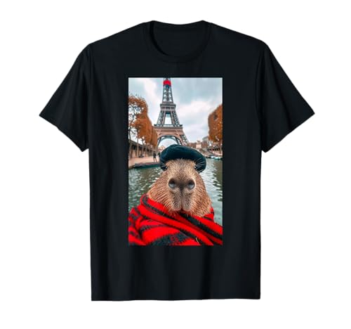 Lustiges Capybara Selfie Paris Eiffelturm Mode Herren Damen T-Shirt Lustiges Capybara Selfie Paris Eiffelturm Mode Herren Damen T-Shirt von Capybara Paris byAxisone