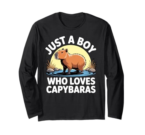 Capybara Rodents Kids Just A Boy Who Loves Capybaras Langarmshirt Capybara Rodents Kids Just A Boy Who Loves Capybaras Langarmshirt von Capybara Respect The Wildlife Animal Clothing Co.