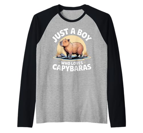 Capybara Rodents Kids Just A Boy Who Loves Capybaras Raglan Capybara Rodents Kids Just A Boy Who Loves Capybaras Raglan von Capybara Respect The Wildlife Animal Clothing Co.