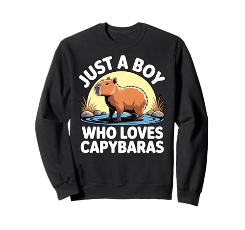 Capybara Rodents Kids Just A Boy Who Loves Capybaras Sweatshirt von Capybara Respect The Wildlife Animal Clothing Co.