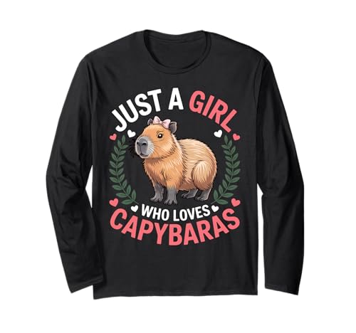 Capybara Rodents Kids Just A Girl Who Loves Capybaras Langarmshirt von Capybara Respect The Wildlife Animal Clothing Co.