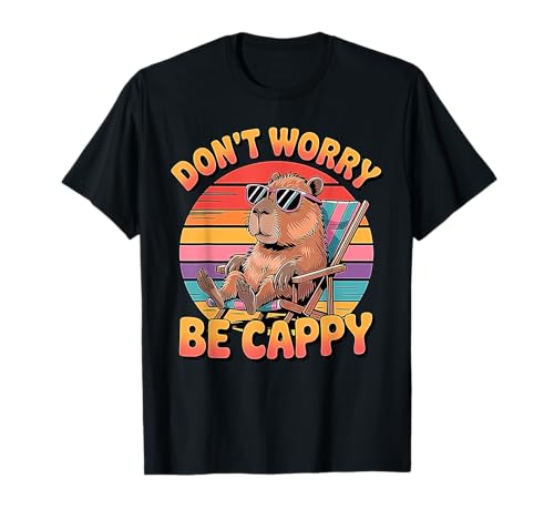 Don't Worry Be Capy Capybara Retro für Herren, Jungen, Kinder, Jugend, Damen T-Shirt von Capybara Shirts Capy Lover Men Women Tee Shir t