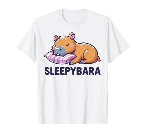 Capybara Sleepybara Sleep Capybara Schlafshirt - Unisex-Kinder und -Erwachsene - Blau - S - Kurzarm - T-Shirt von Capybara Sleepybara Sleep Capybara Schlafshirt