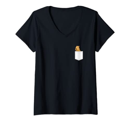 Damen Wasserschwein Capybara T-Shirt mit V-Ausschnitt Damen Wasserschwein Capybara T-Shirt mit V-Ausschnitt von Capybara Sprüche & Wasserschwein Outfit