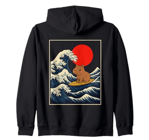 Capybara Wasserschwein Surfer Pink Lustiges Sommer Kinder Kapuzenjacke Capybara Wasserschwein Surfer Pink Lustiges Sommer Kinder Kapuzenjacke von Capybara Surfen Wellen Japan Retro Vintage Design