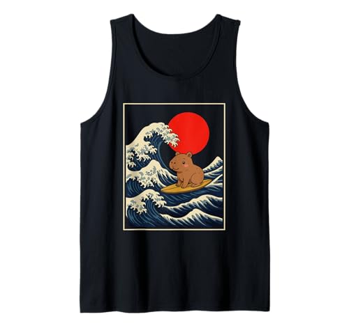 Capybara Wasserschwein Surfer Pink Lustiges Sommer Kinder Tank Top Capybara Wasserschwein Surfer Pink Lustiges Sommer Kinder Tank Top von Capybara Surfen Wellen Japan Retro Vintage Design