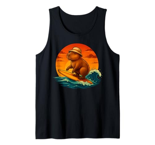 Capybara Surfing Wave Great Wave Herren Damen Kinder Tank Top von Capybara Surfer Wave Funny Surf Animal Apparel