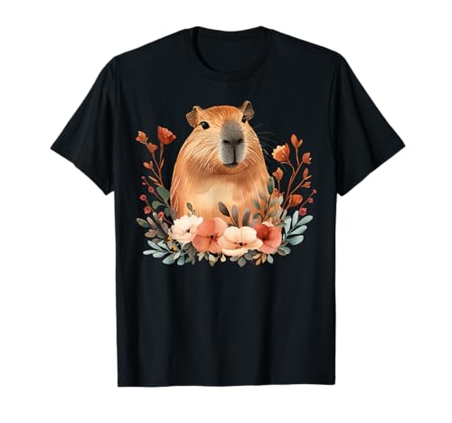 Capybara Blumen Aquarell Capy Capybara Frauen Mädchen Mama T-Shirt von Capybara Tees NYC
