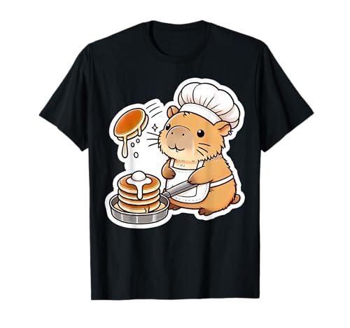 Capybara-Koch Macht Pfannkuchen Kawaii Süßes Frühstück für Kinder T-Shirt von Capybara Tees NYC