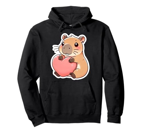 Capybara with a Heart Love Valentinstag Kawaii Cute Kids Pullover Hoodie von Capybara Tees NYC