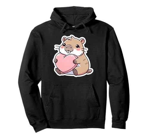 Capybara with a Heart Love Valentinstag Kawaii Cute Kids Pullover Hoodie von Capybara Tees NYC