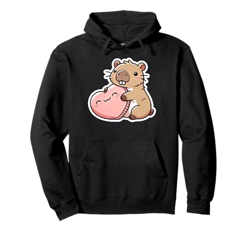 Capybara with a Heart Love Valentinstag Kawaii Cute Kids Pullover Hoodie von Capybara Tees NYC