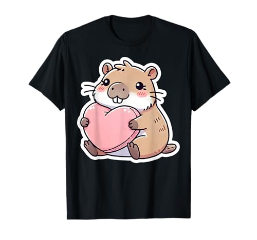 Capybara with a Heart Love Valentinstag Kawaii Cute Kids T-Shirt von Capybara Tees NYC