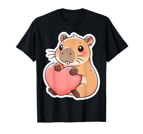 Capybara with a Heart Love Valentinstag Kawaii Cute Kids T-Shirt von Capybara Tees NYC