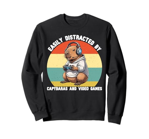 Leicht abgelenkt von Capybaras und Videospielen Kinder Jungen Sweatshirt von Capybara Video Game Lover for Boys Men Kids