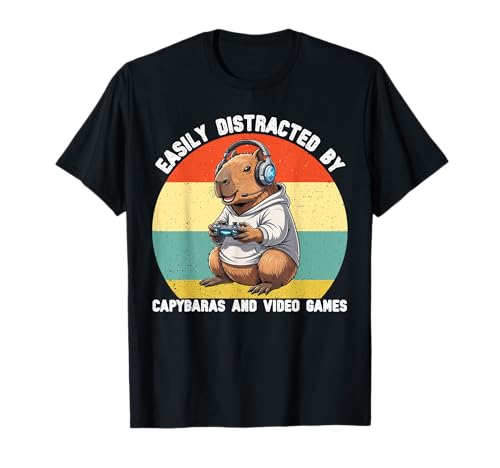 Leicht abgelenkt von Capybaras und Videospielen Kinder Jungen T-Shirt von Capybara Video Game Lover for Boys Men Kids