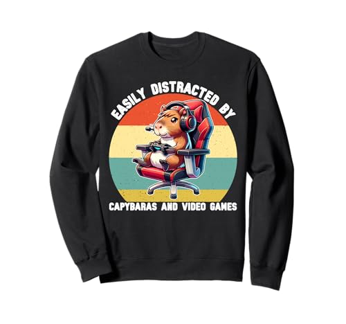Leicht abgelenkt von Capybaras und Videospielen Kinder Männer Jungen Sweatshirt von Capybara Video Game Lover for Boys Men Kids
