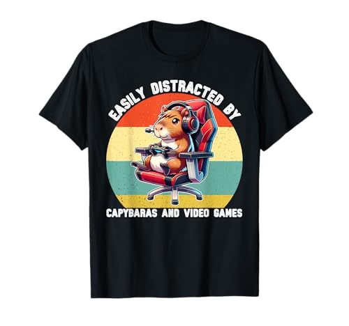 Leicht abgelenkt von Capybaras und Videospielen Kinder Männer Jungen T-Shirt von Capybara Video Game Lover for Boys Men Kids