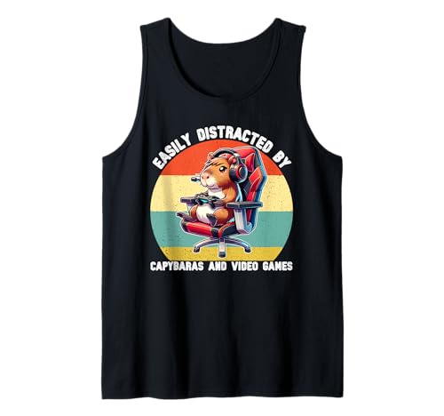Leicht abgelenkt von Capybaras und Videospielen Kinder Männer Jungen Tank Top von Capybara Video Game Lover for Boys Men Kids