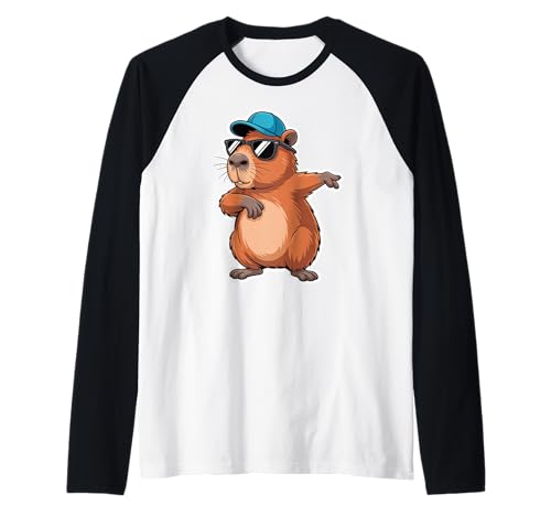 Cute Dabbing Capybara Animal Boys Men Toddler Kids Raglan von Capybara Wildlife Animal Pine Tree Clothing Co.