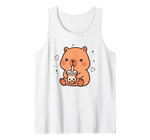 Kawaii Capybara Boba Bubble Tea Cute Anime Mädchen Jungen Teens Tank Top von Capybara lover Boba bubble tea Girls Boys Teens