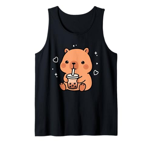 Kawaii Capybara Boba Bubble Tea Cute Anime Mädchen Jungen Teens Tank Top von Capybara lover Boba bubble tea Girls Boys Teens