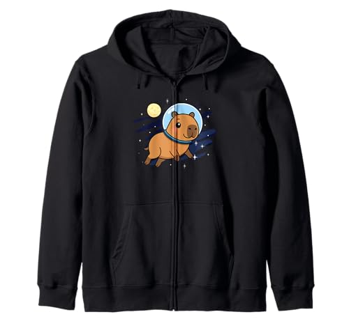 Capybara Astronaut Tierliebhaber Weltraum Mond Jungen Mädchen Kinder Kapuzenjacke von CapybaraAxis1