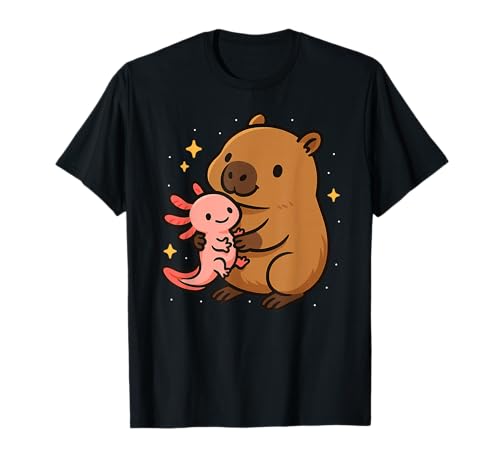 Capybara Axolotl Tierliebhaber Zoo Day Jungen Mädchen Kinder T-Shirt von CapybaraAxis1