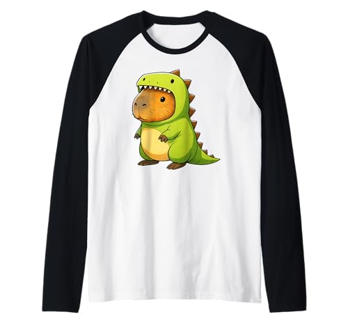 Capybara Dinosaurier Kostüm Trex Tierliebhaber Jungen Mädchen Kinder Raglan von CapybaraAxis1