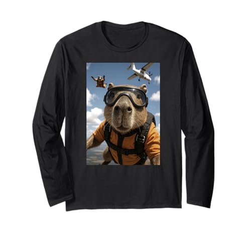 Capybara Diver Tierliebhaber Sky Diving Zoo Jungen Mädchen Kinder Langarmshirt Capybara Diver Tierliebhaber Sky Diving Zoo Jungen Mädchen Kinder Langarmshirt von CapybaraAxis1