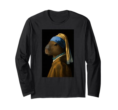Capybara Mädchen Perlenohrmalerei Kunst Jungen Mädchen Kinder Langarmshirt von CapybaraAxis1