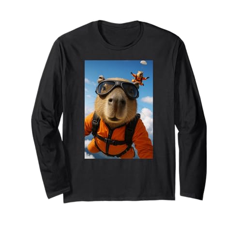 Capybara Sky Diving Zoo Animal Lover Diver für Jungen, Mädchen und Kinder Langarmshirt Capybara Sky Diving Zoo Animal Lover Diver für Jungen, Mädchen und Kinder Langarmshirt von CapybaraAxis1