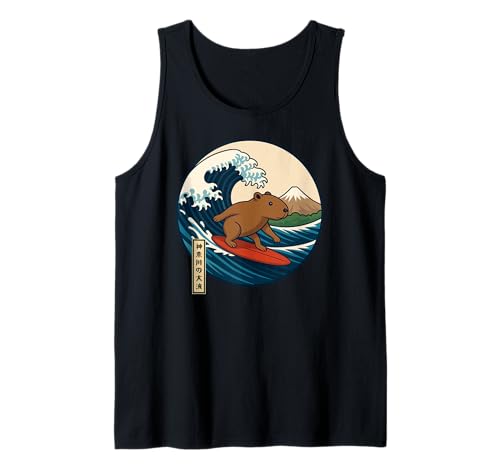 Capybara Surfen Japanische Kanagawa Wave Japan Jungen Mädchen Kind Tank Top von CapybaraAxis1