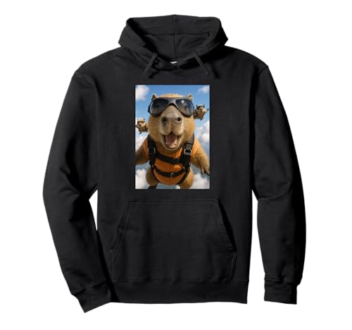 Capybara Tierliebhaber Sky Diving Diver Zoo Jungen Mädchen Kinder Pullover Hoodie von CapybaraAxis1