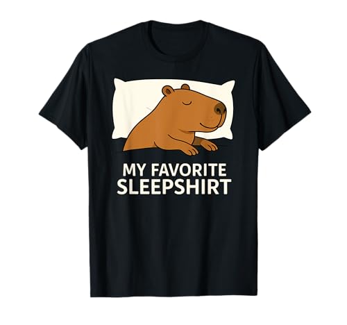 Favorite Sleepshirt Capybara Schlafpyjama Jungen Mädchen T-Shirt Favorite Sleepshirt Capybara Schlafpyjama Jungen Mädchen T-Shirt von CapybaraAxis1