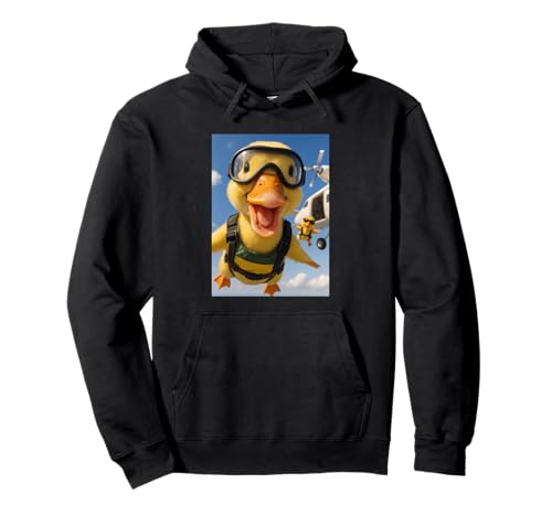 Gelbe Ente Tierliebhaber Sky Diving Diver Zoo Jungen Mädchen Kind Pullover Hoodie von CapybaraAxis1