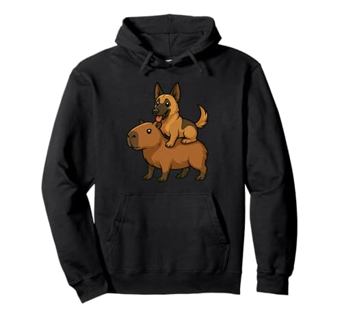 Lustiger Capybara Belgischer Malinois Tierliebhaber Zoo Tag Mama Papa Pullover Hoodie von CapybaraAxis1