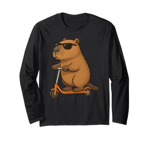 Lustiger Capybara Scooter Kawaii Tierliebhaber Jungen Mädchen Kinder Langarmshirt Lustiger Capybara Scooter Kawaii Tierliebhaber Jungen Mädchen Kinder Langarmshirt von CapybaraAxis1