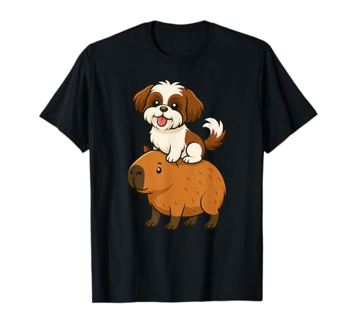 Lustiger Shih Tzu Capybara Tierliebhaber Mama Papa Kinder T-Shirt von CapybaraAxis1