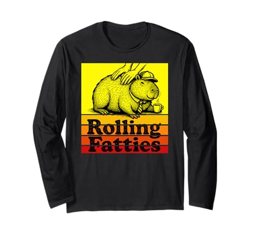 Lustiges Capybara-Tiertier Rolling Fatties Kaffee Jungen Mädchen Kinder Langarmshirt von CapybaraAxis1