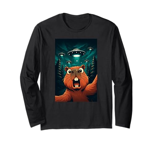Lustiges Capybara UFO Alien Tierliebhaber Selfie Jungen Mädchen Kinder Langarmshirt Lustiges Capybara UFO Alien Tierliebhaber Selfie Jungen Mädchen Kinder Langarmshirt von CapybaraAxis1