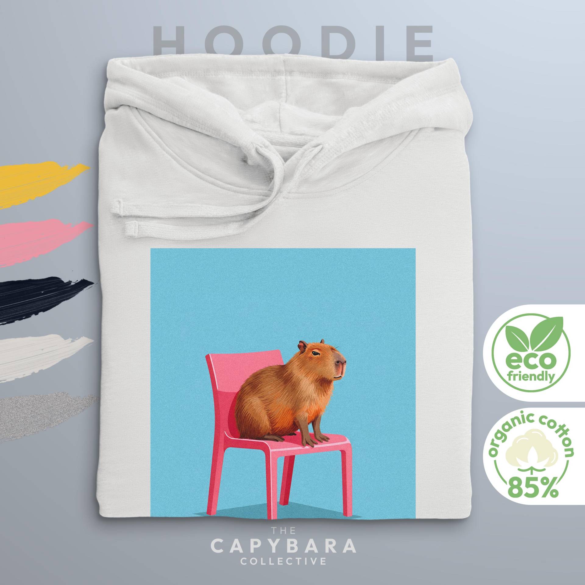 Bio Hoodie Mit Capybara Pop Art Druck | 85% Nachhaltige Baumwolle Unisex Schnitt Geschenk Für Tierfreunde Und Kunstliebhaber von CapybaraCollectiveDE