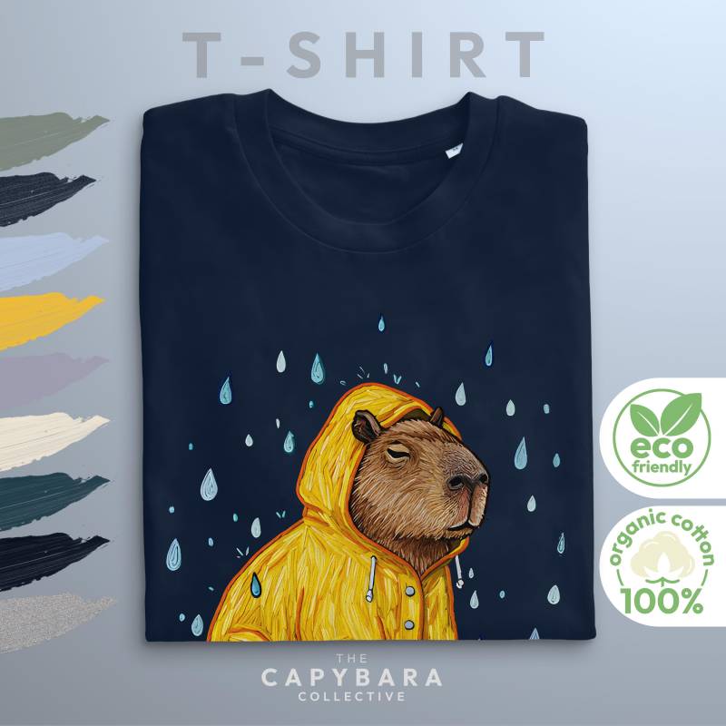 Capybara T-Shirt 100% Bio-Baumwolle | Entspanntes Im Regenmantel Öko Shirt Für Sie & Ihn Nachhaltiges Geschenk Tierfreunde von CapybaraCollectiveDE