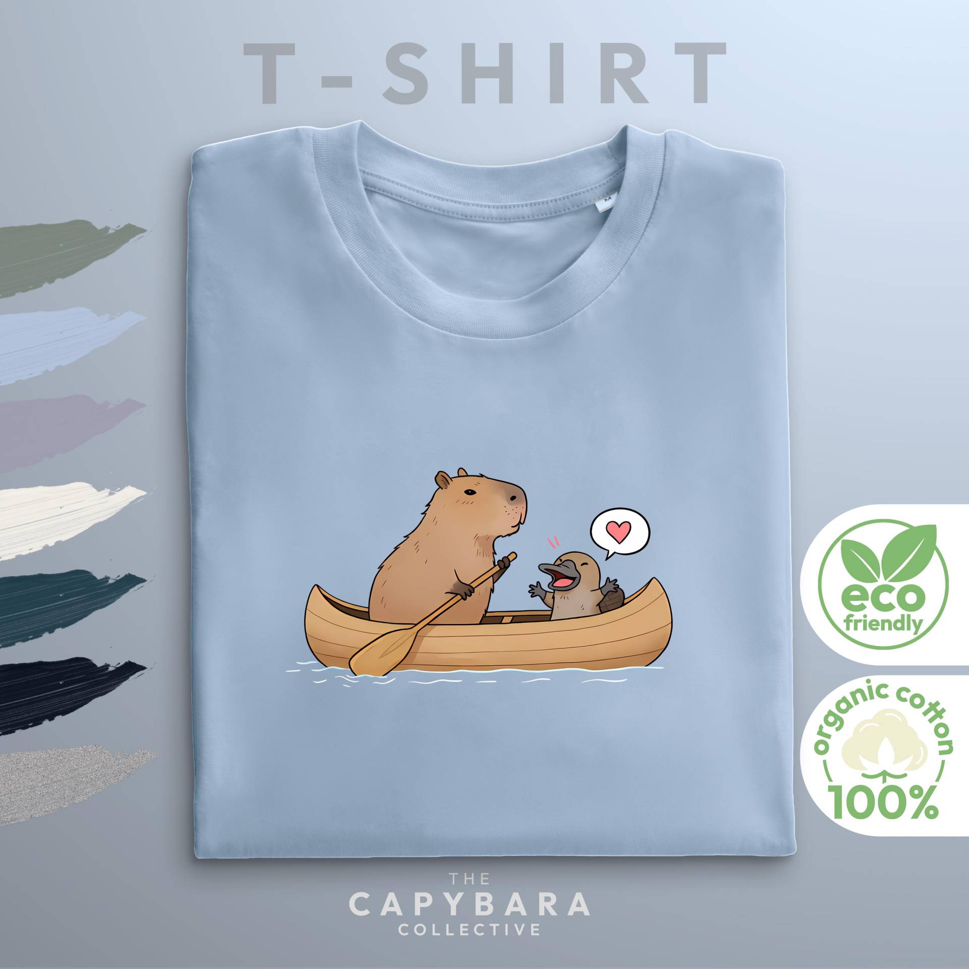 Capybara & Schnabeltier T-Shirt | 100% Bio Baumwolle Süßes Tier Design Nachhaltig Vegan Geschenk Für Tierfreunde Unisex Shirt von CapybaraCollectiveDE