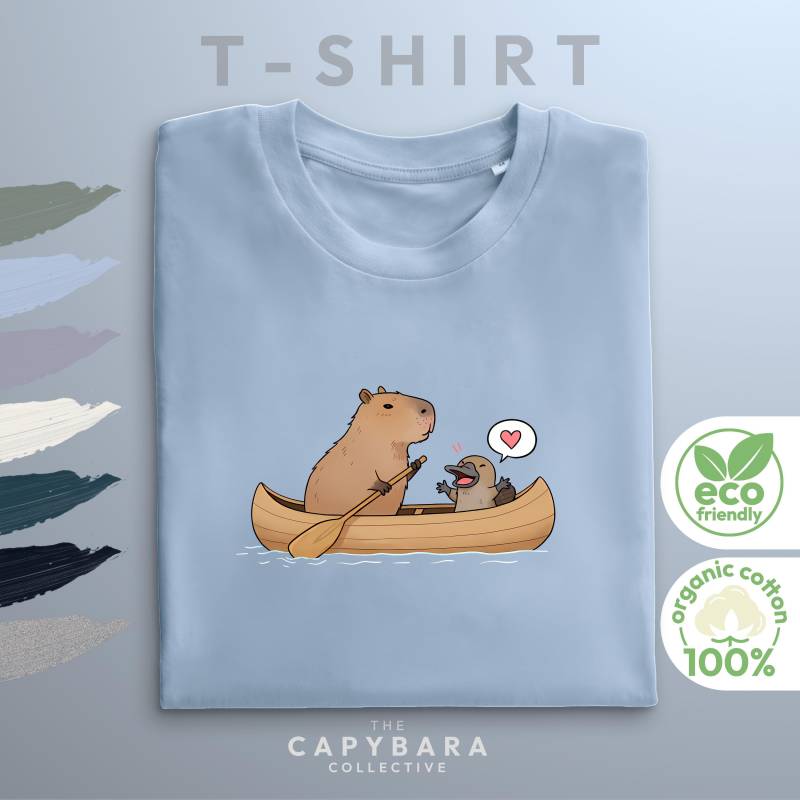 Capybara & Schnabeltier T-Shirt | 100% Bio Baumwolle Süßes Tier Design Nachhaltig Vegan Geschenk Für Tierfreunde Unisex Shirt von CapybaraCollectiveDE