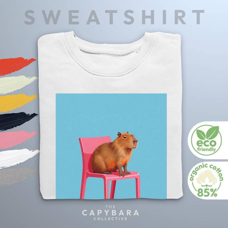 Öko Pullover Mit Capybara Pop Art Druck | 85% Nachhaltige Bio Baumwolle Unisex Schnitt Geschenk Für Tierfreunde Und Kunstliebhaber von CapybaraCollectiveDE